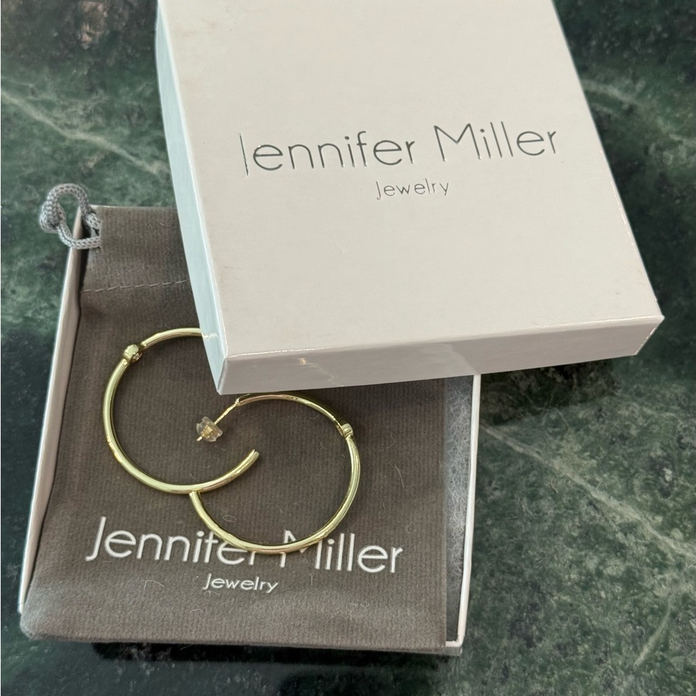 Jennifer Miller NIB Bezel Cut Yellow Gold Plated Earrings - Picture 2 of 7
